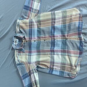 Alfred Dunner Woman's Plaid Size8 Button Down Long Sleeve Shirt W Shoulder Pads